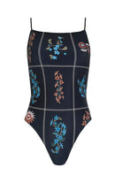 Reversible one piece with a low back and Latin cut in floral print