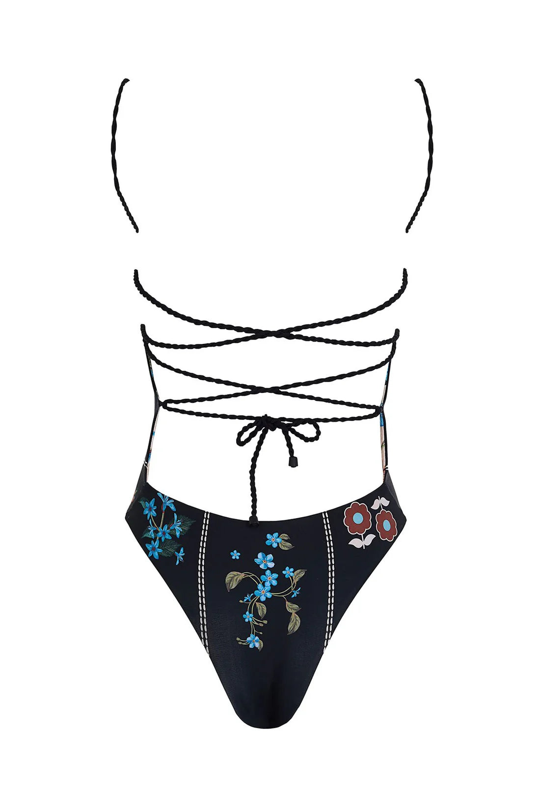 Reversible one piece with a low back and Latin cut in floral print