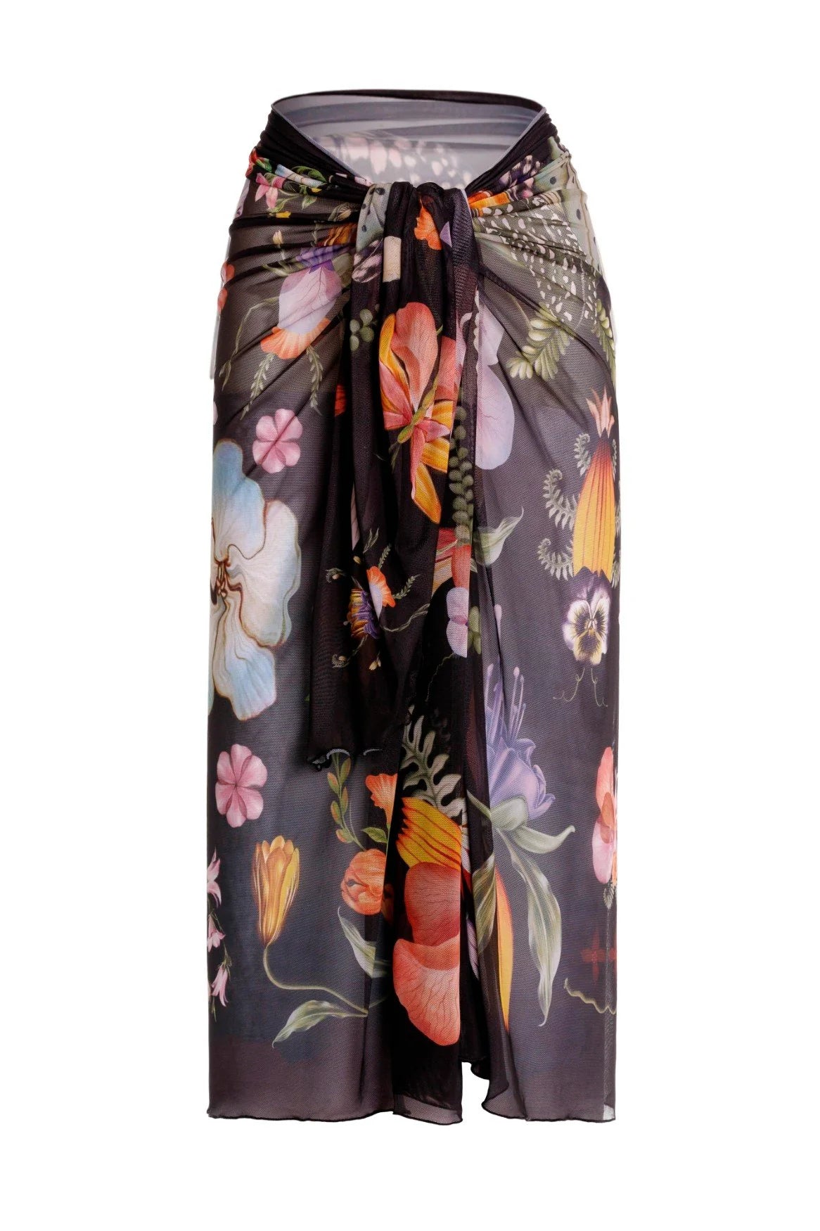 Multicolor print mesh sarong