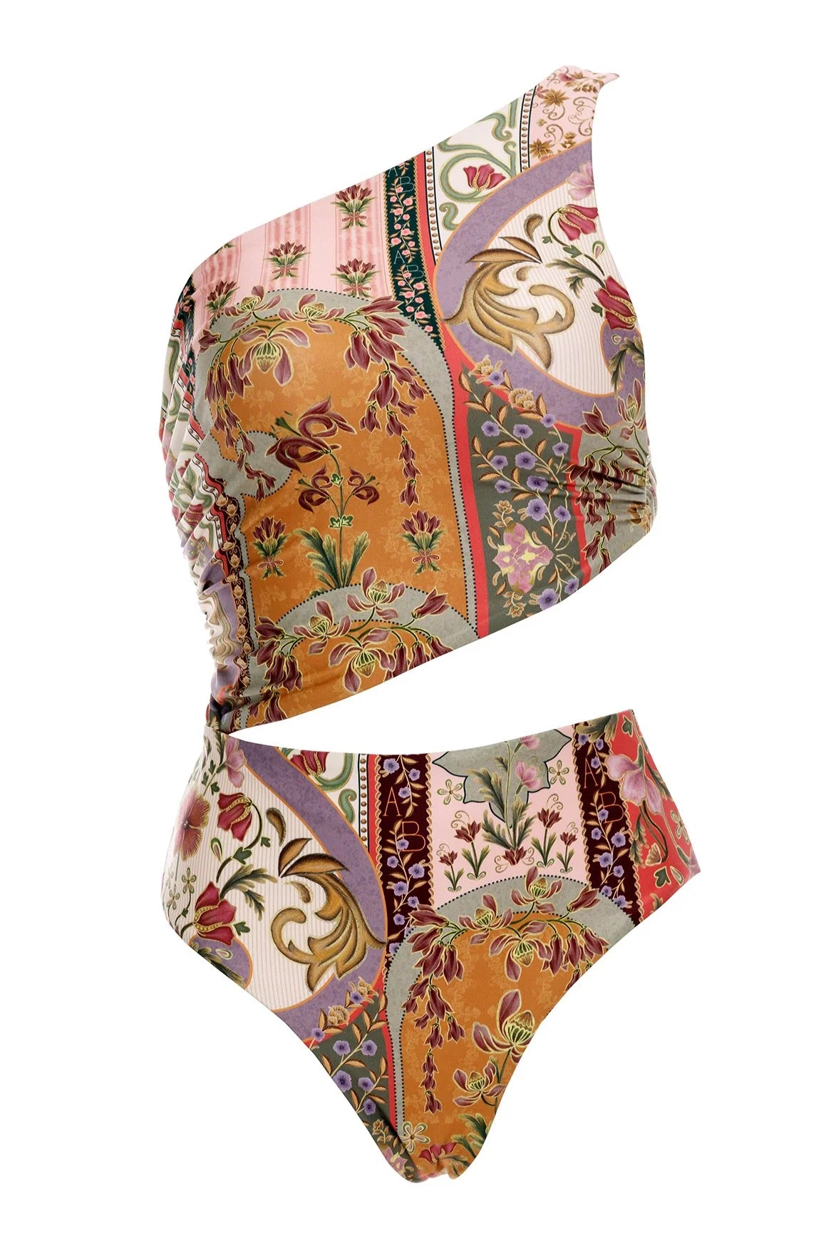 Colorful one shoulder one piece with a cutout