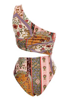 Colorful one shoulder one piece with a cutout