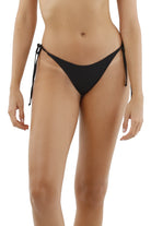 Tie side bottom with ruching in the back in Black