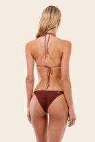 Textured triangle top in dark red