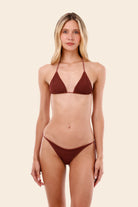 Textured triangle top in dark red