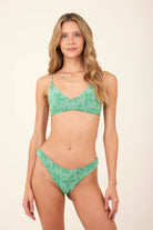 Minimal coverage green bottom with palm tree print