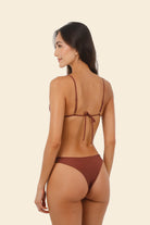 Dark red triangle top with seashell hardware