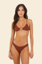Dark red triangle top with seashell hardware