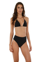 High waist bottom with back cutout design in Black