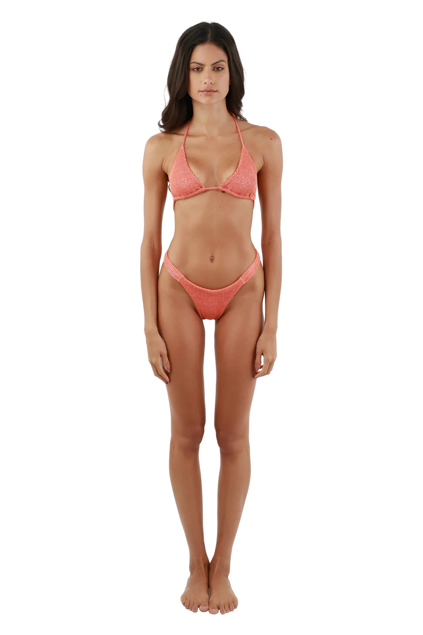 Textured Orange Sparkling Triangle Top