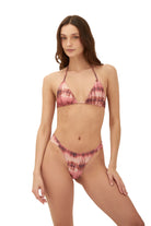 Tie dye bottom with ruched sides and minimal coverage