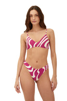 Raspberry red swirl print top with a scooped neck and double strap back