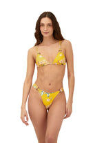 Double strap triangle top with ring details in bright floral print