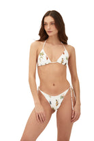 Low coverage tie-side bottom with ruching in the back