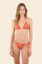 Colorful palm print tie side bottom