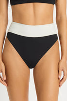 High waist bikini bottom that reverses from black to white