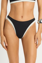 Reversible high leg bikini bottom in black and white