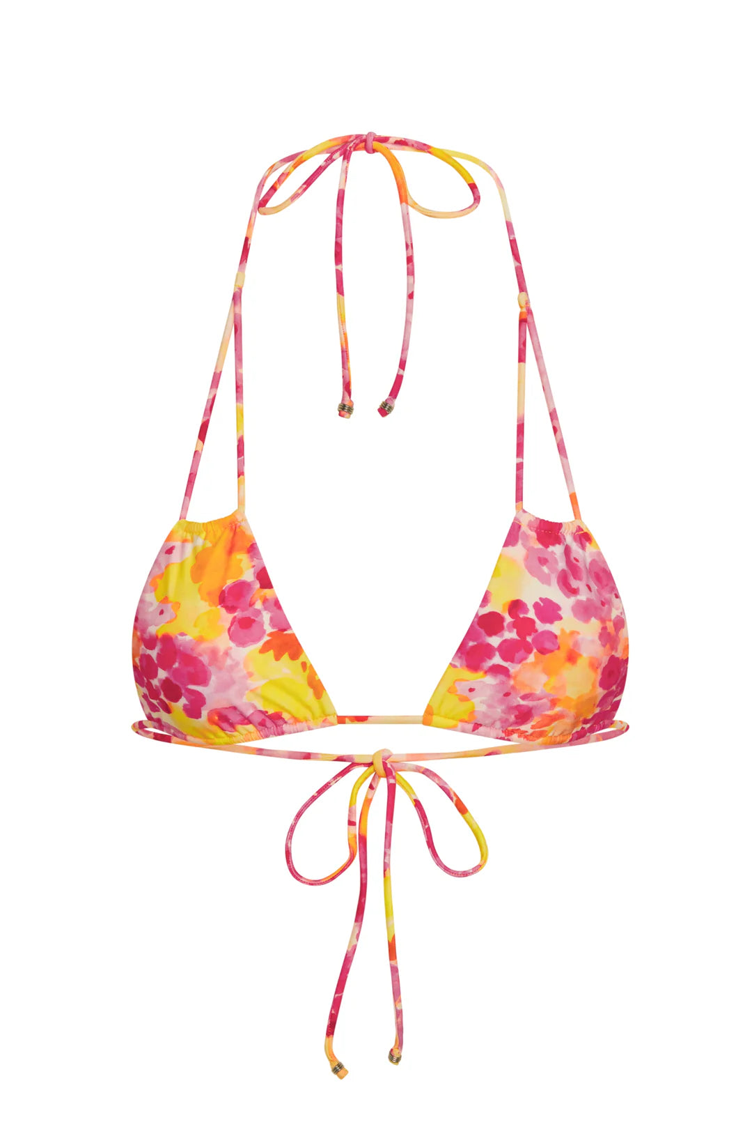 Floral print triangle top with double strings