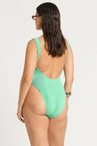 One size one piece with textured fabric and a scooped neckline in Mint