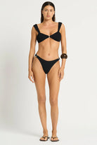 Ring front one size bikini top in black