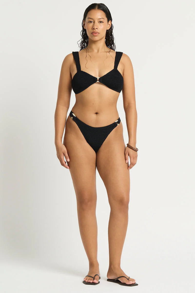 Ring front one size bikini top in black
