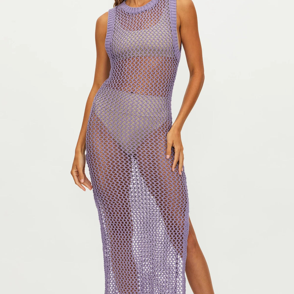 Crochet Cotton Lavender Coverup Dress