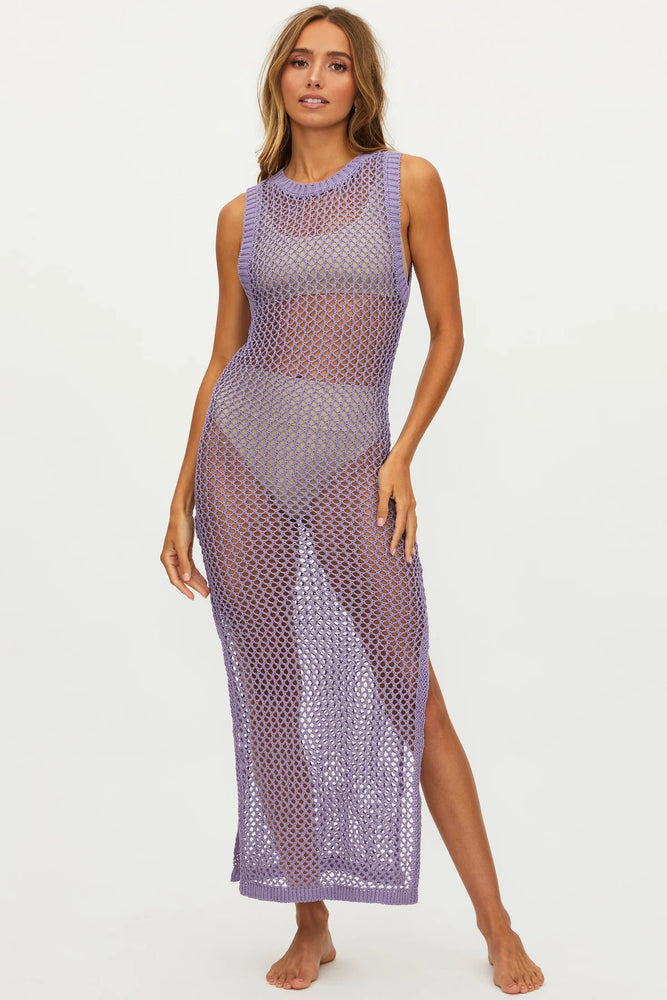 Crochet Cotton Lavender Coverup Dress