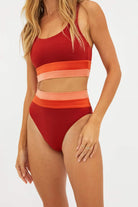 Retro High Waist Color Block Bottom