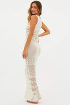Ivory Crochet V-Neck Coverup Dress