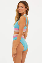 Sporty Scoop Neck Color Block Top 