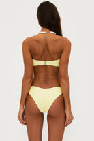 Ribbed bandeau top with removable straps in yellow