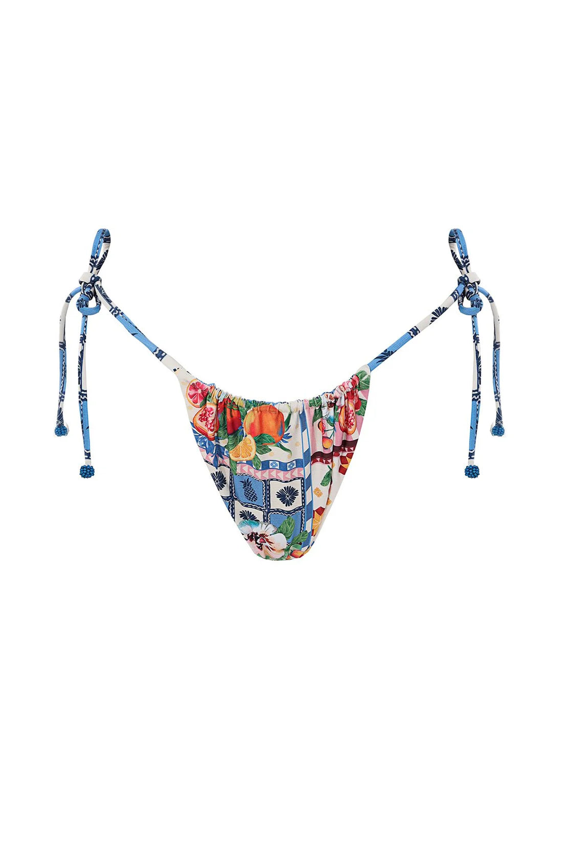 Multicolor reversible floral print bikini bottom with tie sides