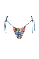 Multicolor reversible floral print bikini bottom with tie sides
