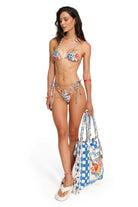 Multicolor reversible floral print bikini bottom with tie sides
