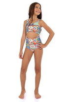 Girls reversible floral print one piece