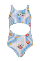 Girls reversible floral print one piece