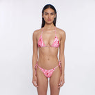 Adjustable triangle top in pink print