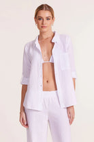 Button down collared cotton shirt in white