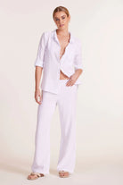 Button down collared cotton shirt in white