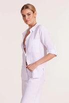 Button down collared cotton shirt in white