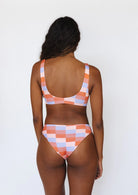 Checkered Scoop Neck Bikini Top