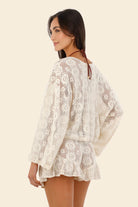 Open knit ivory short