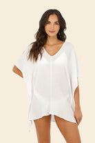 Textured white kaftan dress