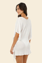 Textured white kaftan dress