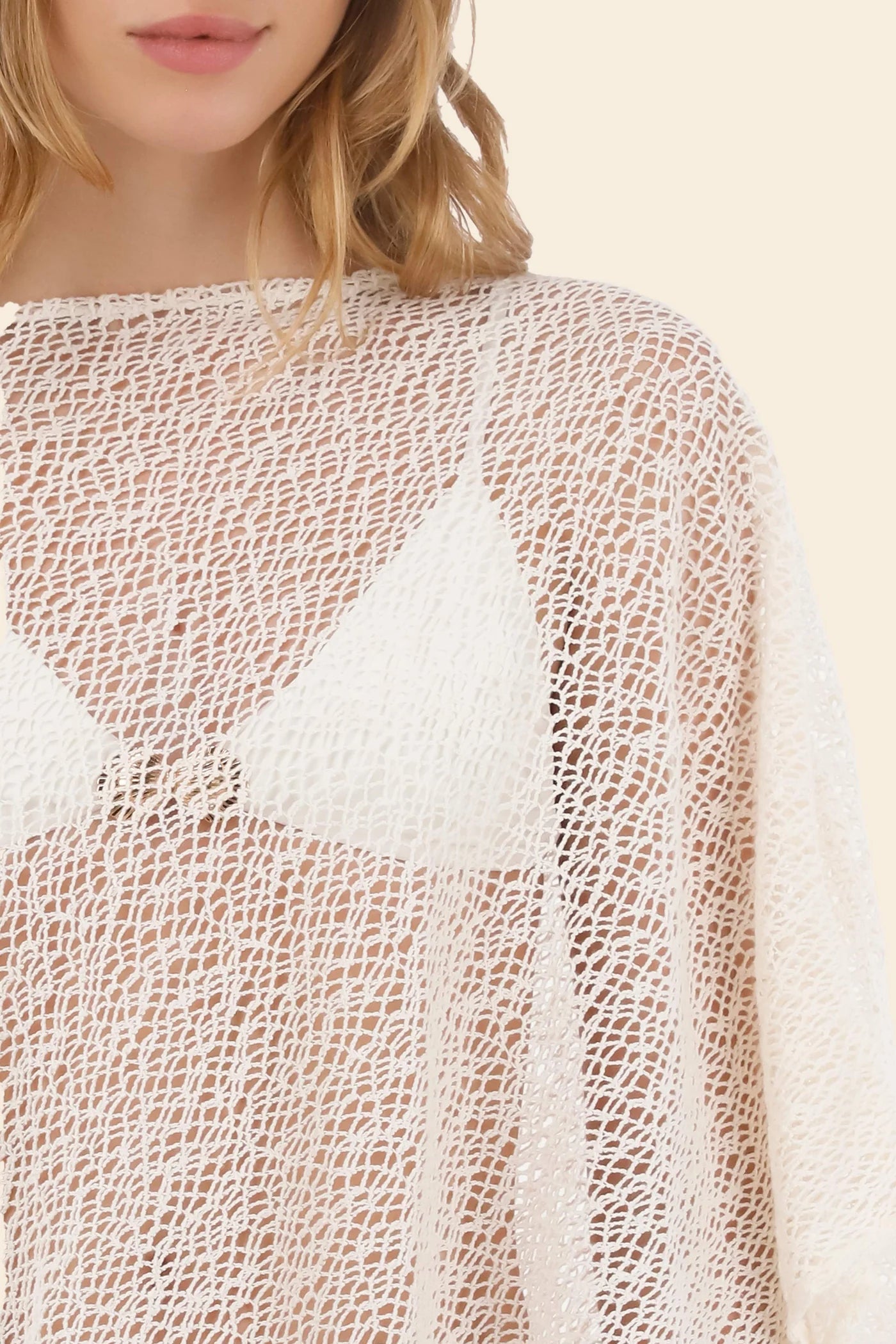 Open knit coverup poncho