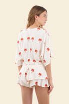 Tie front crop top with plunging neckline