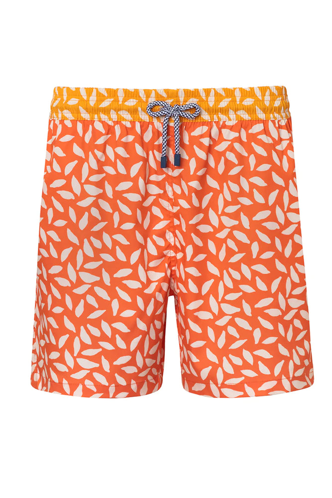 Orange Print Swim Trunks 