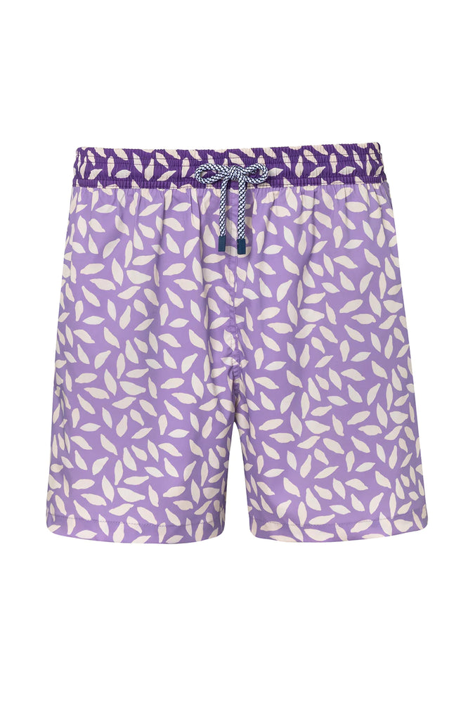 Light Purple Print Swim Trunks 