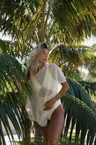Open knit coverup poncho
