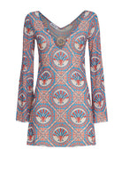 Long sleeve mesh mini dress