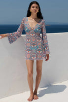 Long sleeve mesh mini dress